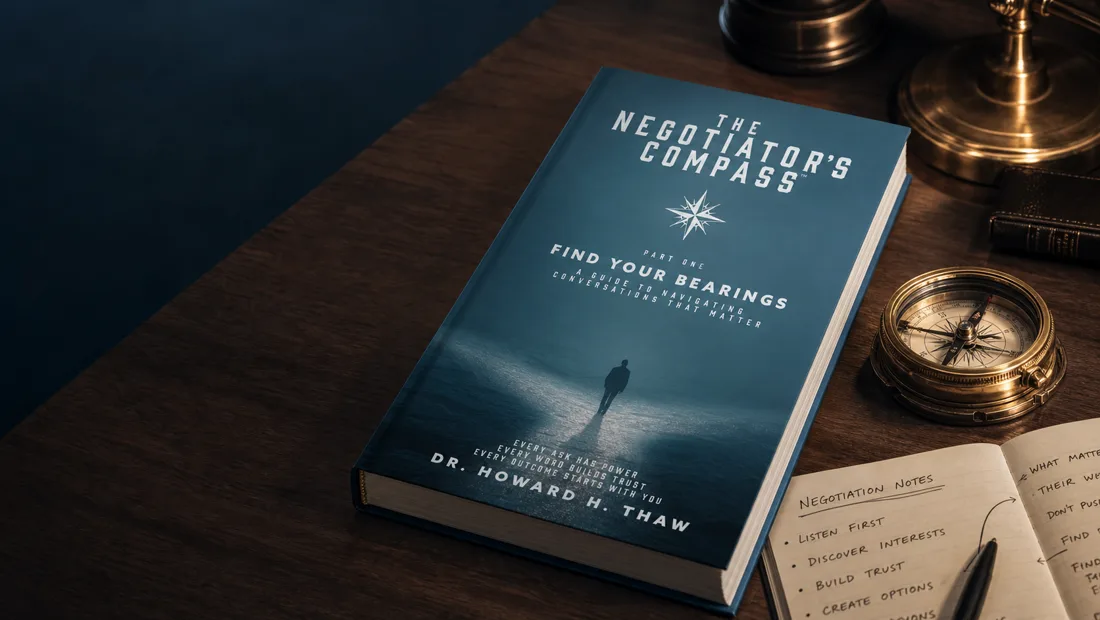 The Negotiator's Compass on the desk — find your bearings