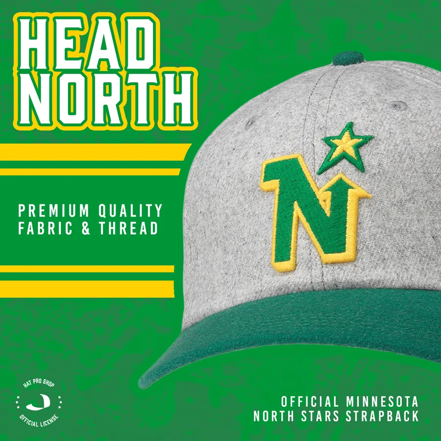 Head North — Minnesota North Stars strapback social post