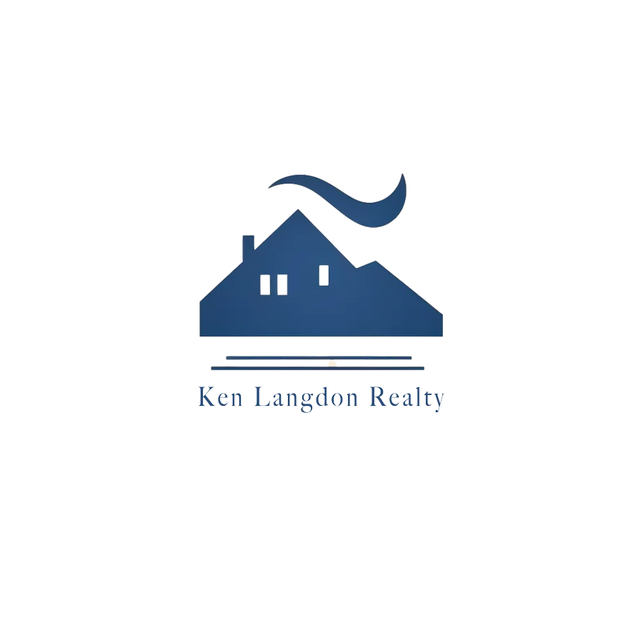 Ken Langdon Realty logo concept — house and chimney smoke