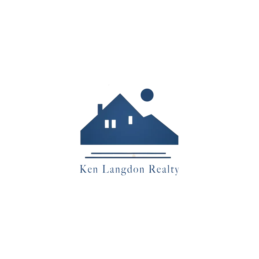 Ken Langdon Realty logo concept — house at sunrise