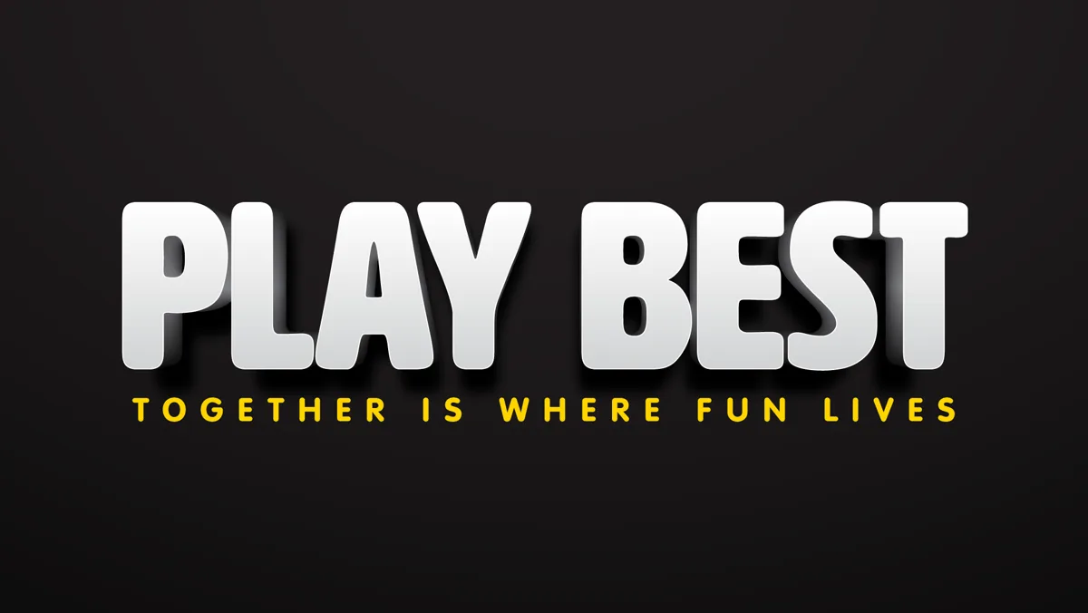 PlayBest 3D wordmark — Together is where fun lives