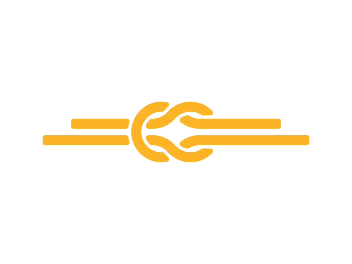 Tema Foundation knot icon in yellow on blue